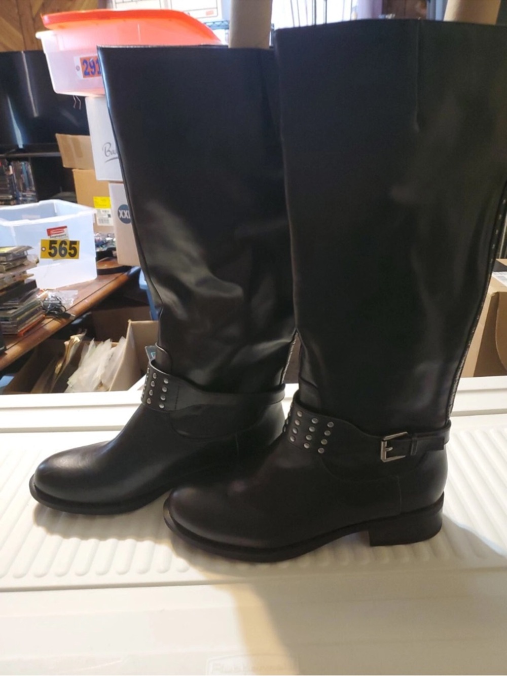 American Living Knee High Black Moto Boots